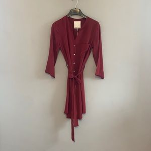 NWT Amour Vert Maroon Shirt Dress